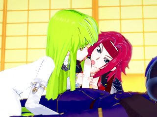 Cc And Kallen Have Fun With Lelouch: Code Geass Parody free video