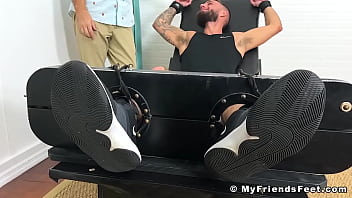 Restrained Bearded Amateur Tony Tickle Tormented By Dom free video