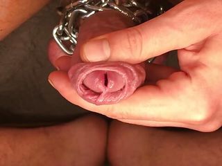 Chained Cock & Balls, 2 Cumshots In A Row free video